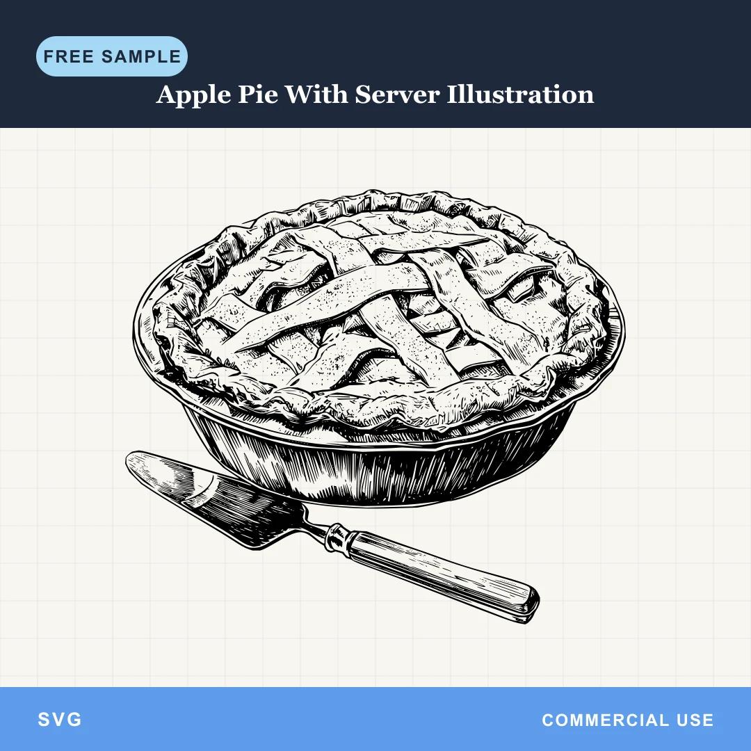 Free Apple Pie With Server Illustration SVG