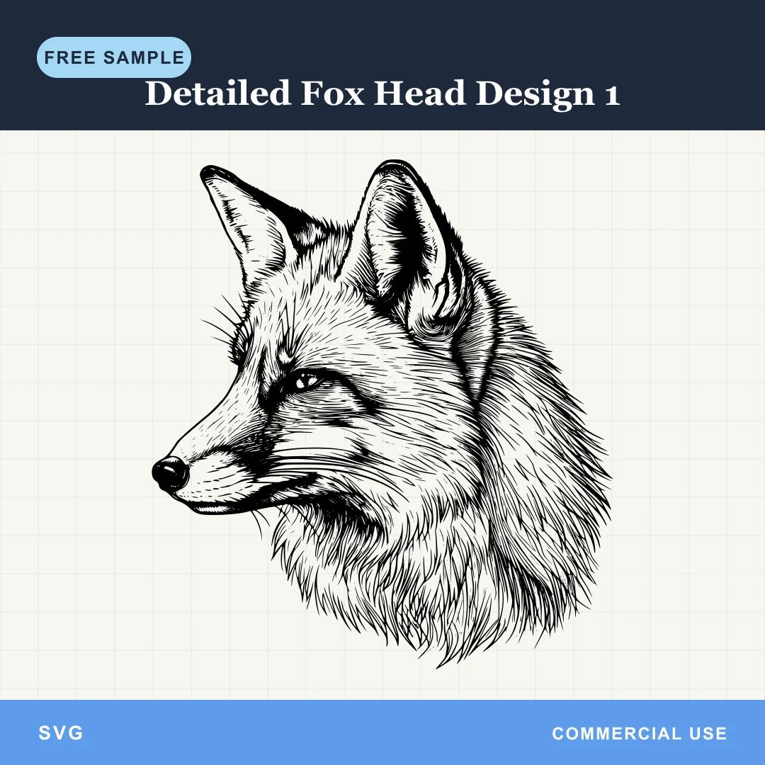 Free Detailed Fox Head Design 1 SVG