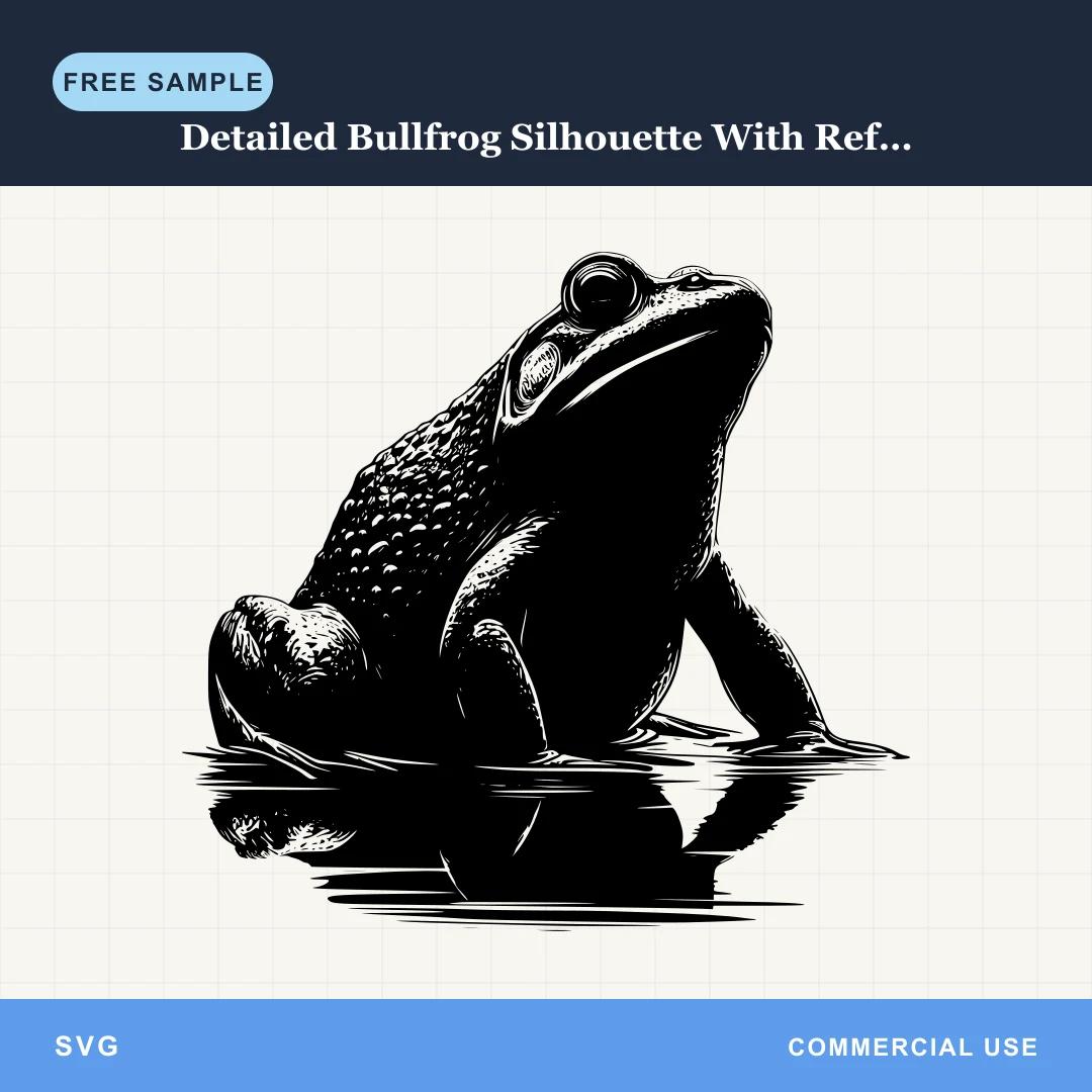 Free Detailed Bullfrog Silhouette With Reflection SVG