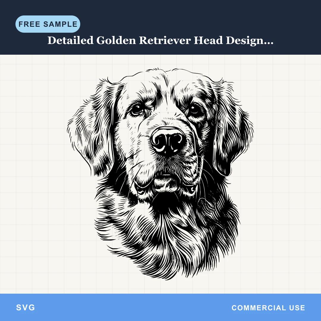 Free Detailed Golden Retriever Head Design 1 SVG