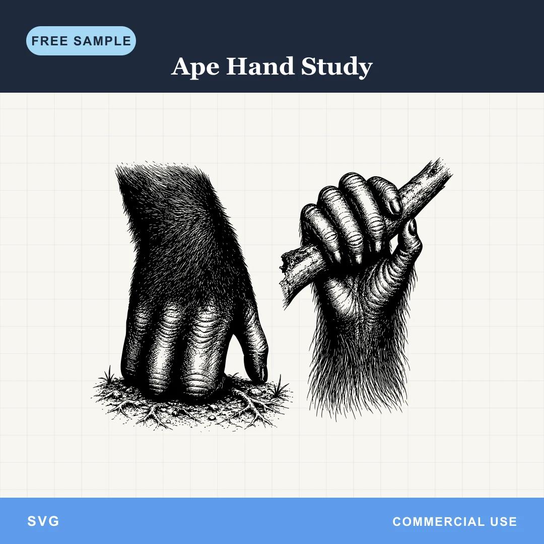 Free Ape Hand Study SVG