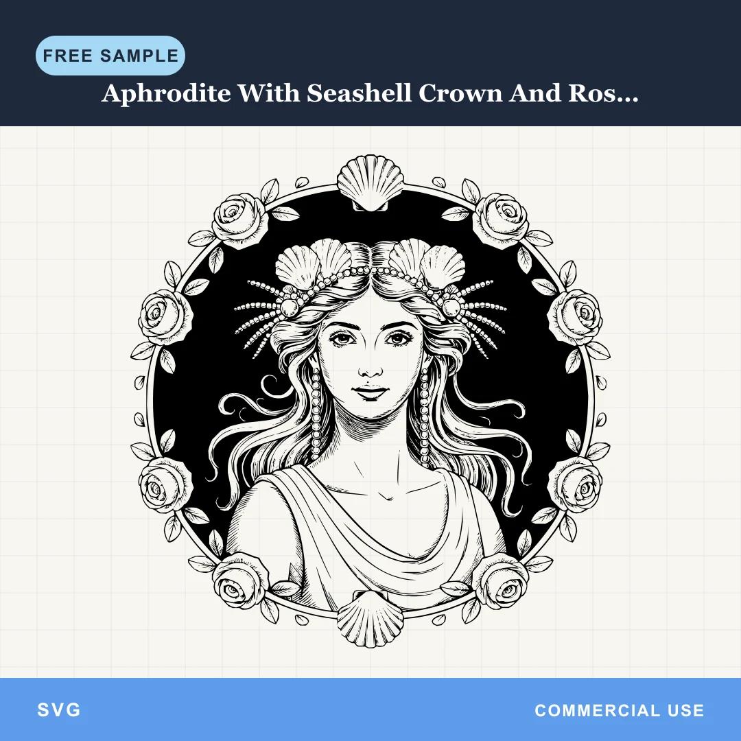 Free Aphrodite With Seashell Crown And Roses SVG