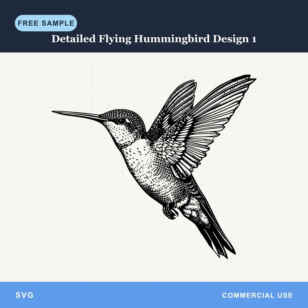 Free Detailed Flying Hummingbird Design 1 SVG