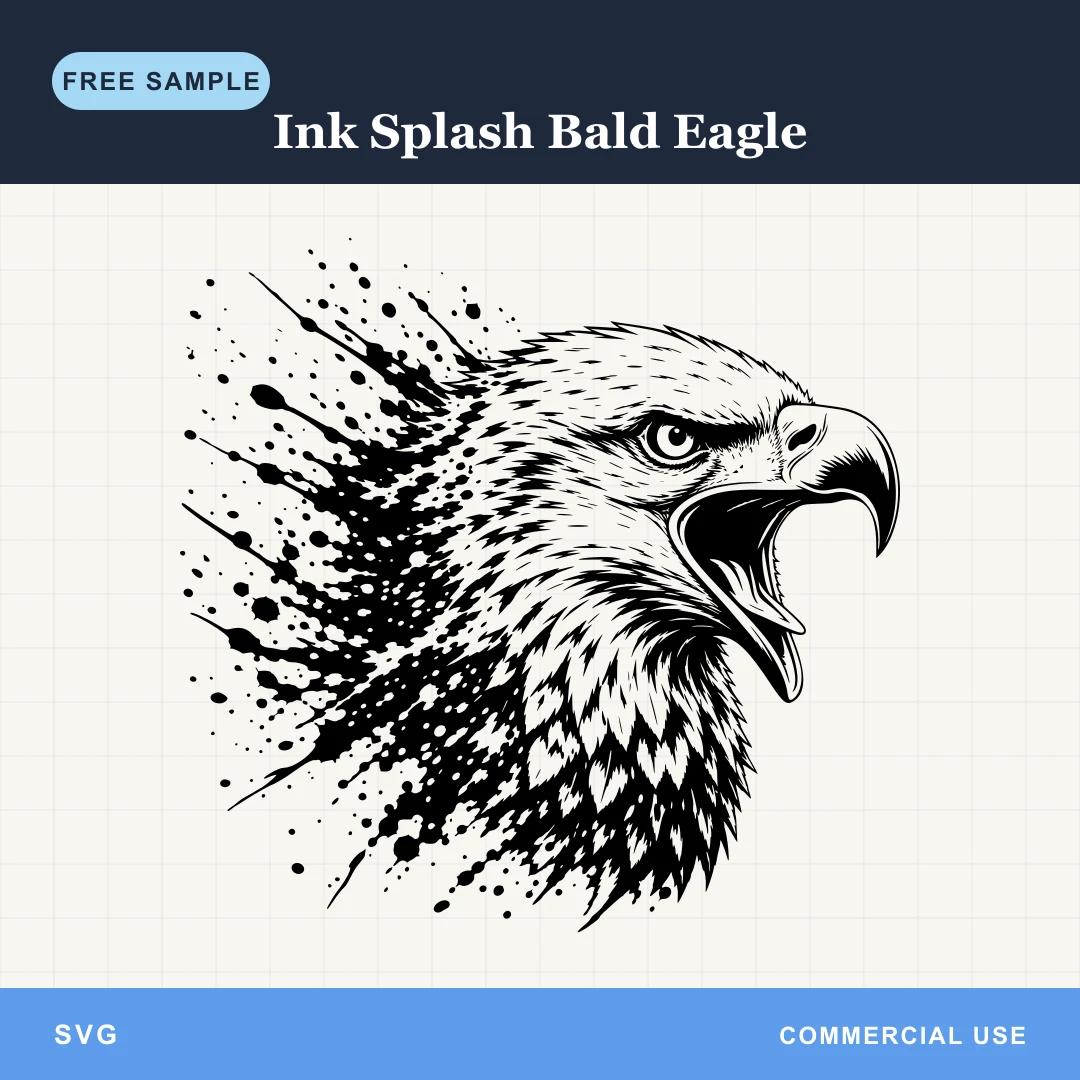 Free Ink Splash Bald Eagle SVG