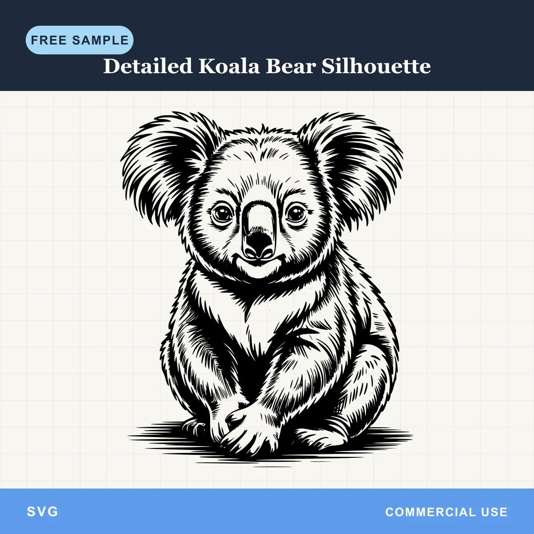 Free Detailed Koala Bear Silhouette SVG
