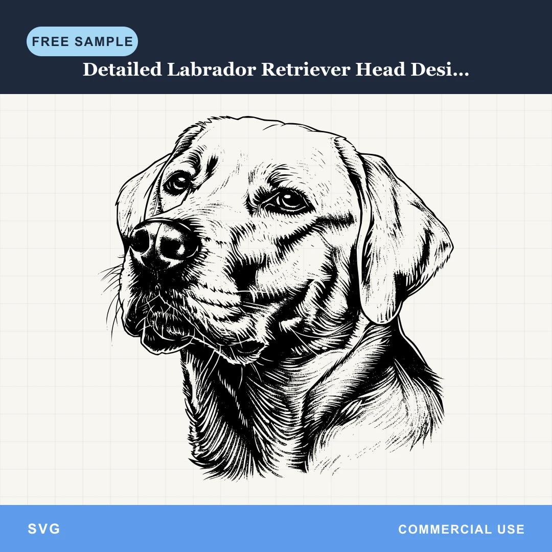 Free Detailed Labrador Retriever Head Design 1 SVG