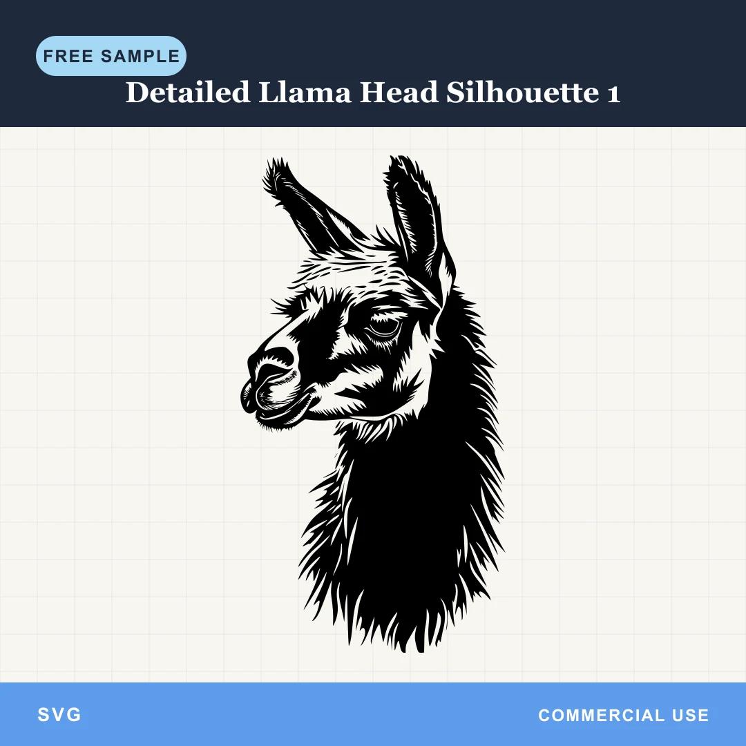 Free Detailed Llama Head Silhouette 1 SVG