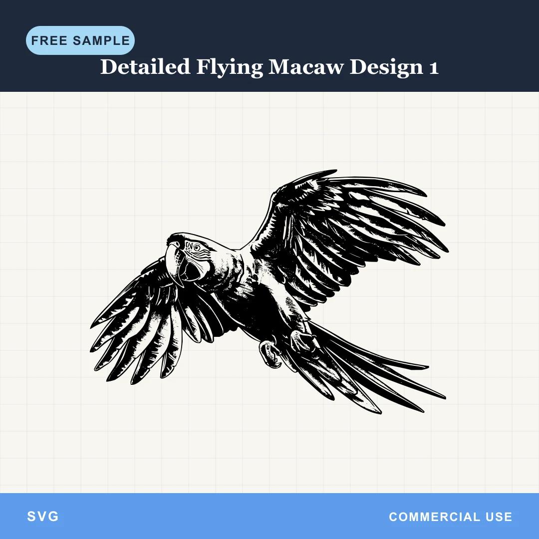 Free Detailed Flying Macaw Design 1 SVG