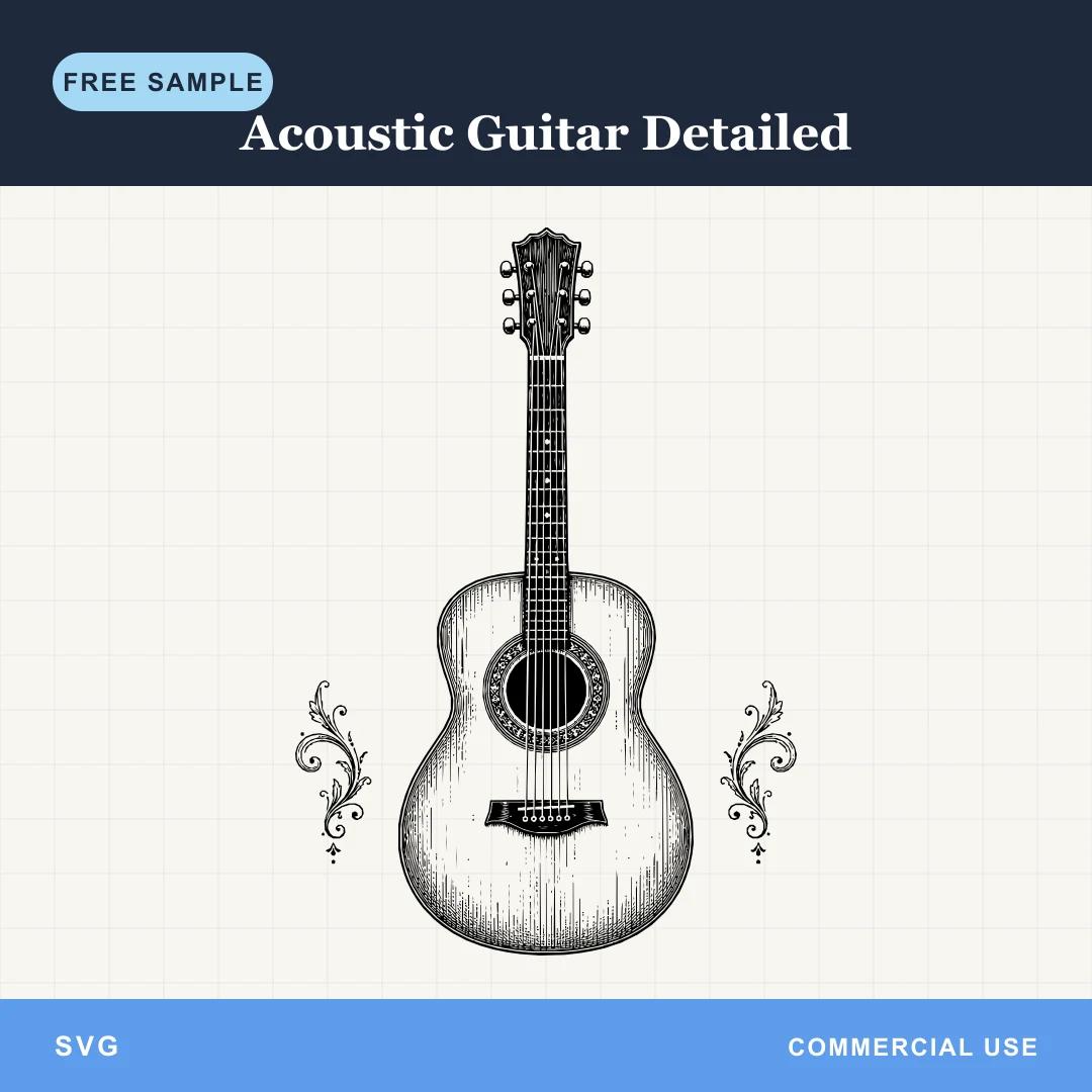 Free Acoustic Guitar Detailed SVG