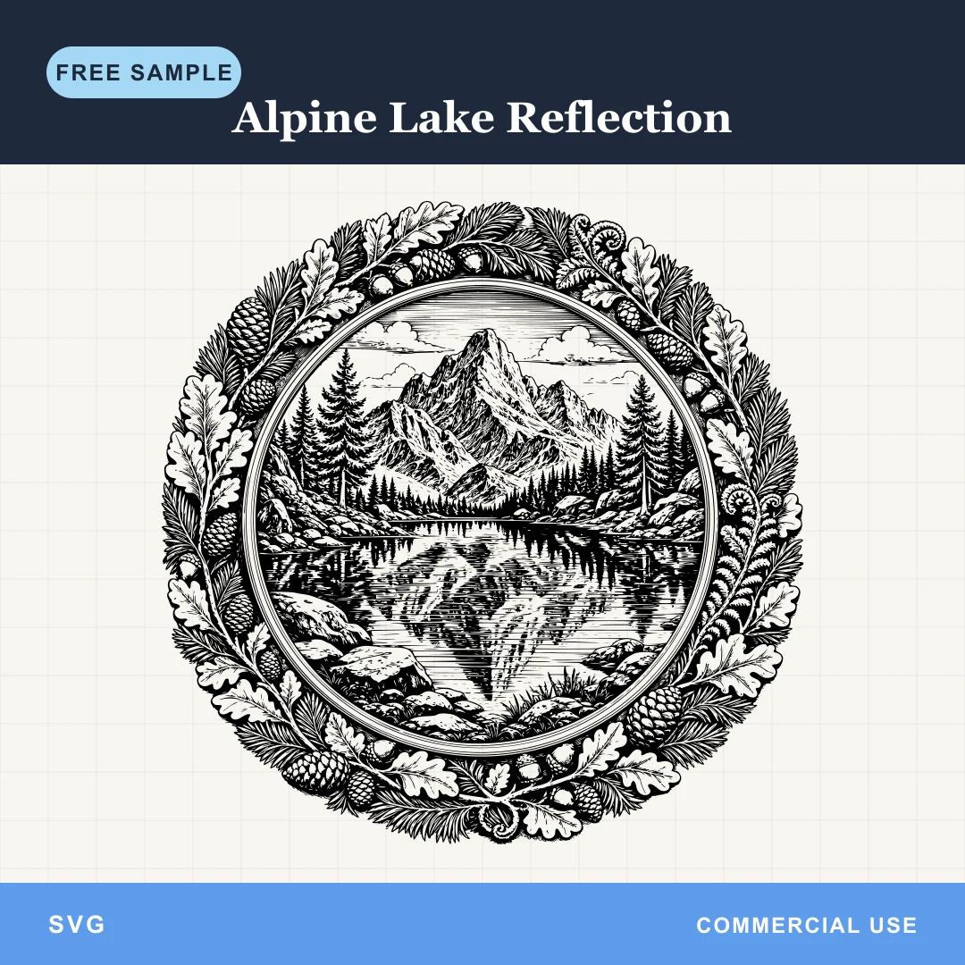 Free Alpine Lake Reflection SVG
