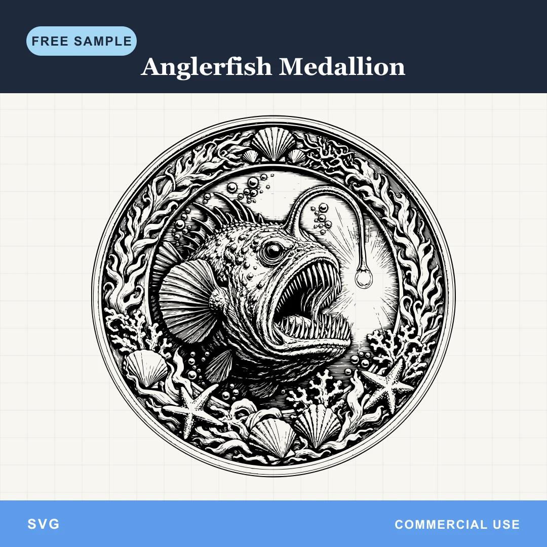 Free Anglerfish Medallion SVG