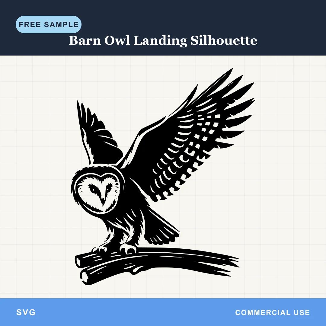 Free Barn Owl Landing Silhouette SVG