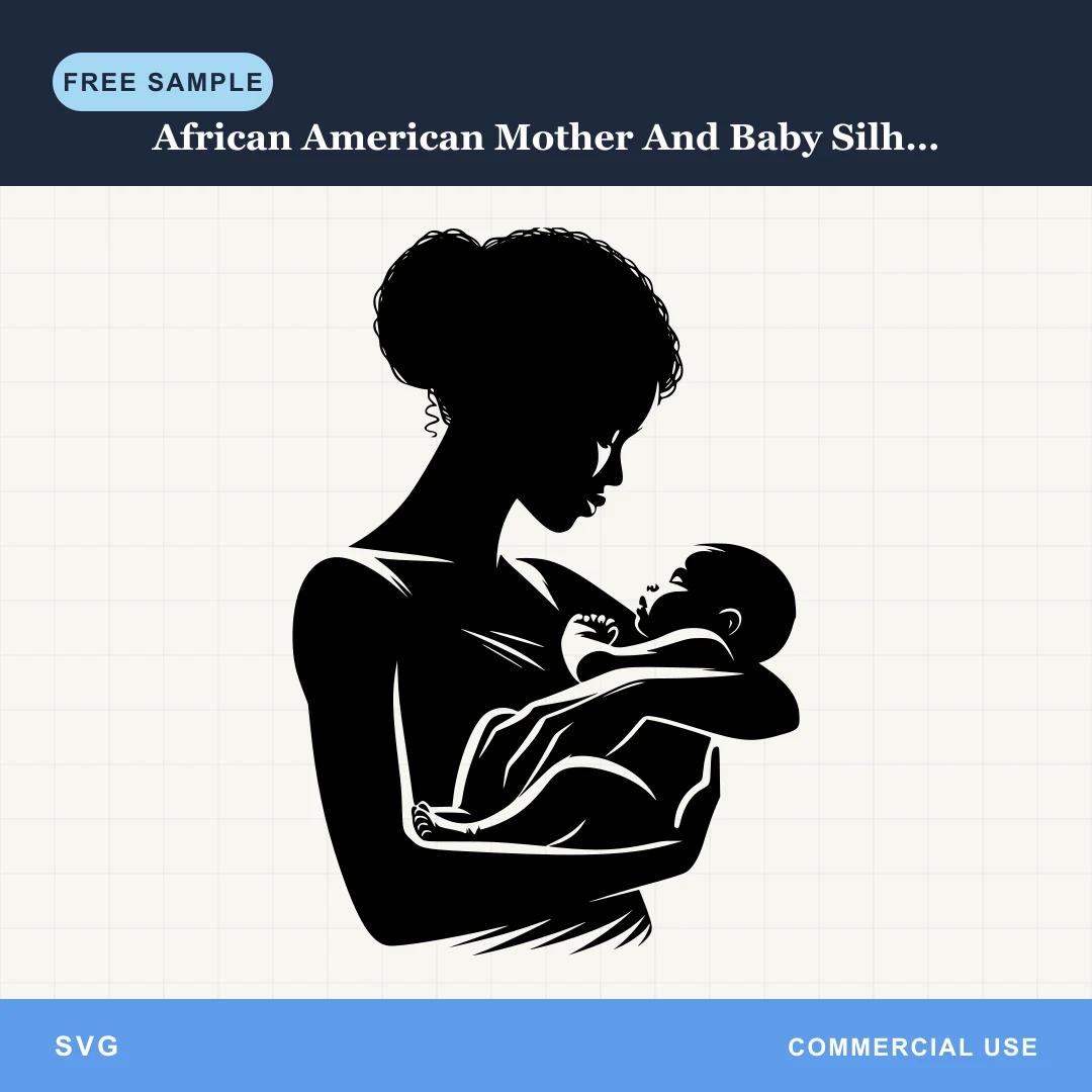 Free African American Mother And Baby Silhouette 1 SVG