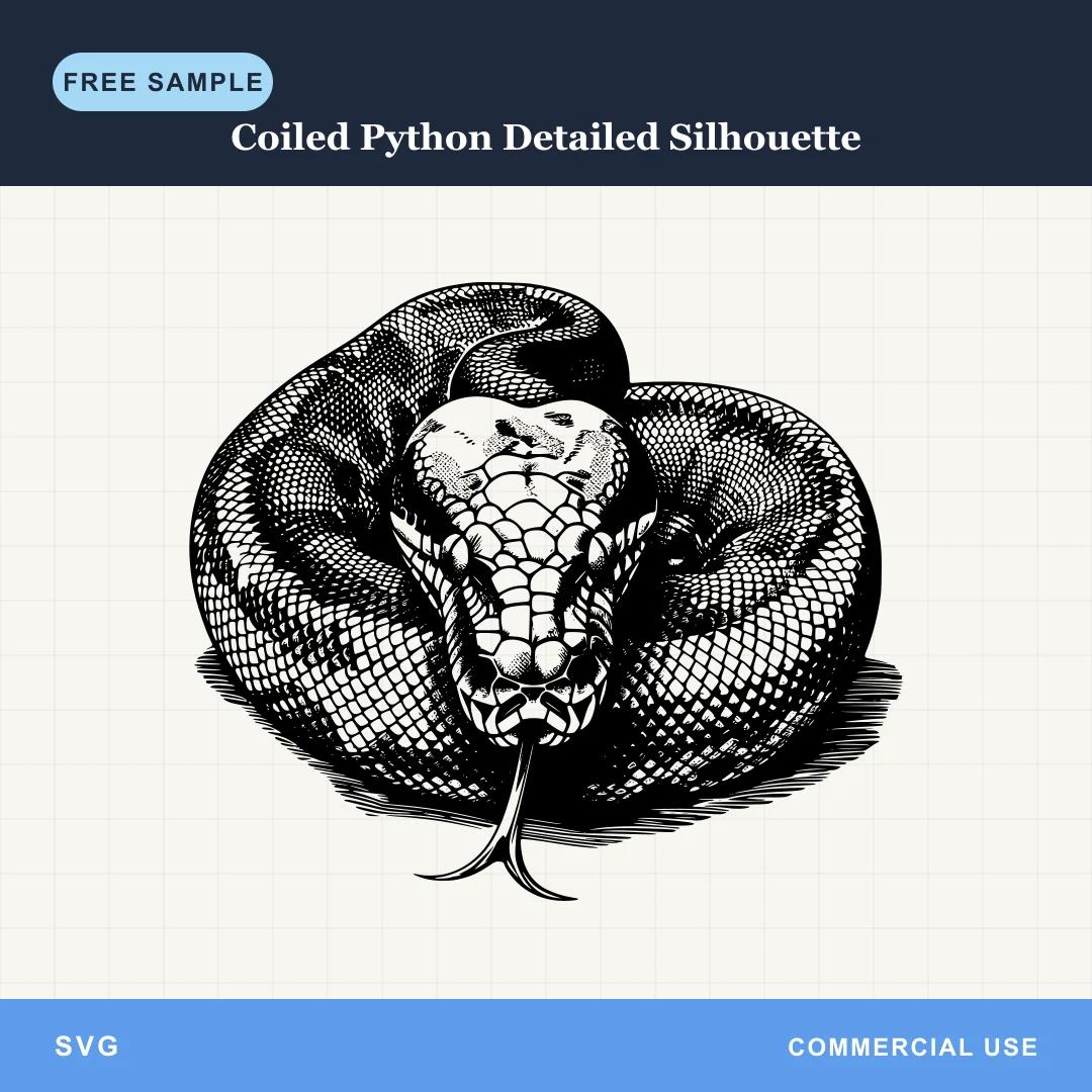 Free Coiled Python Detailed Silhouette SVG