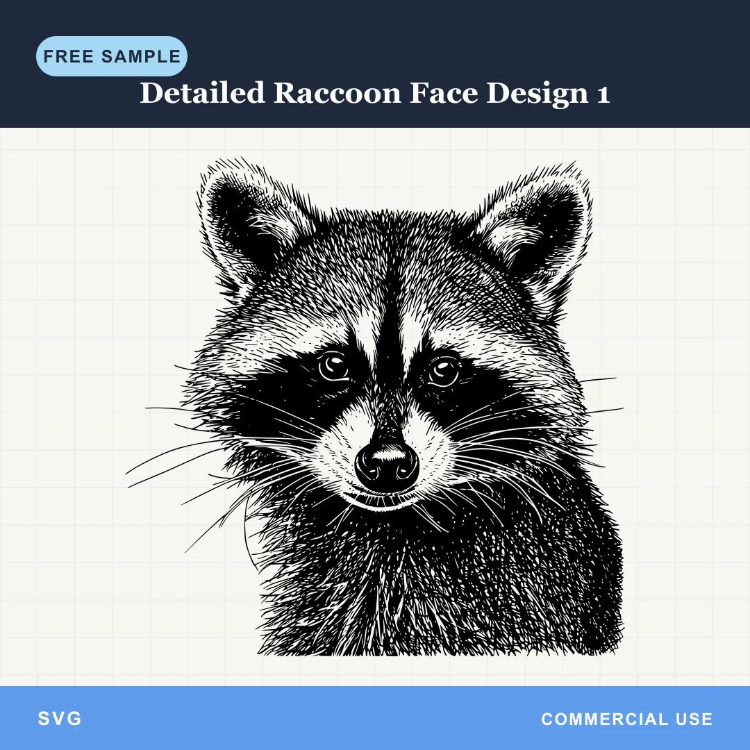 Free Detailed Raccoon Face Design 1 SVG