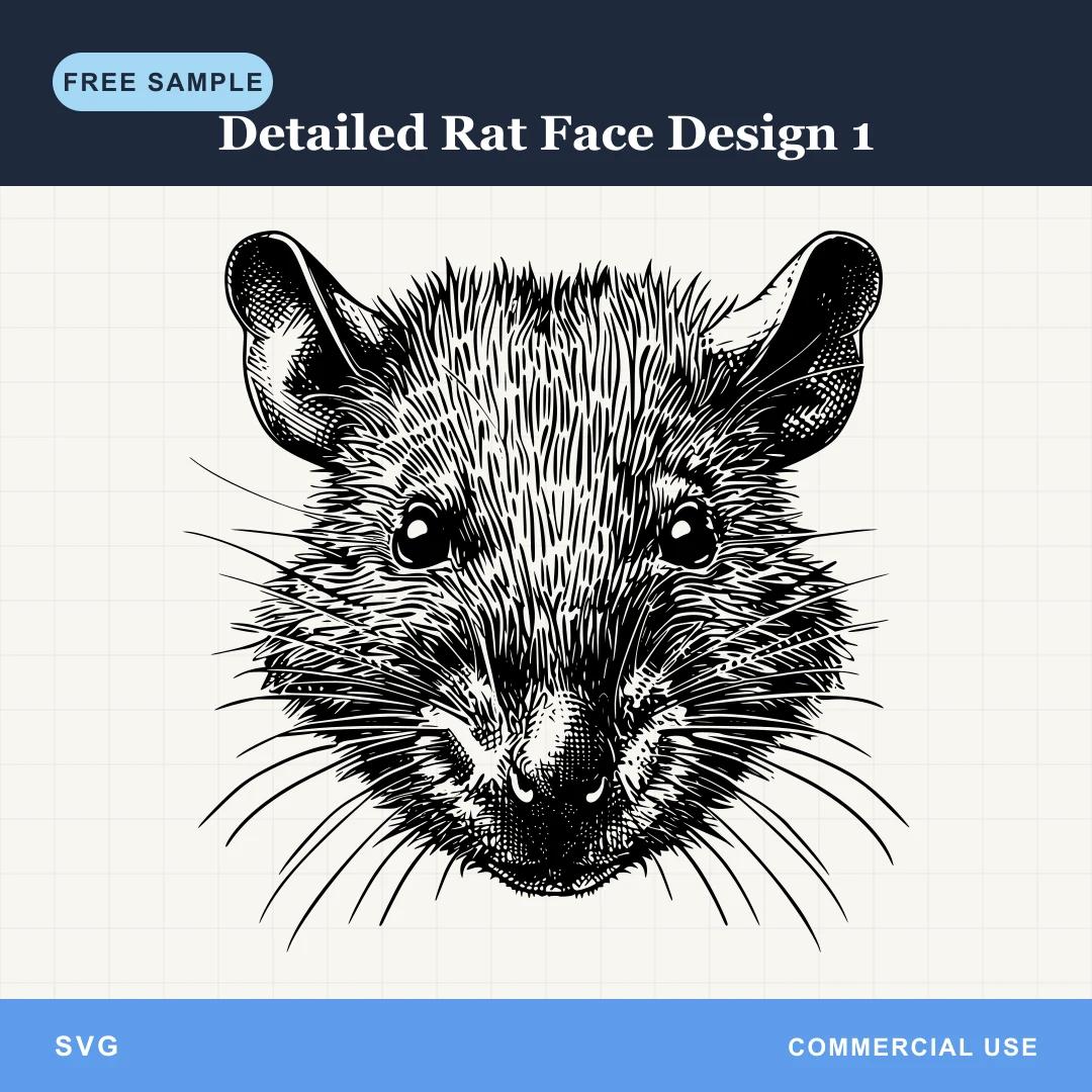 Free Detailed Rat Face Design 1 SVG
