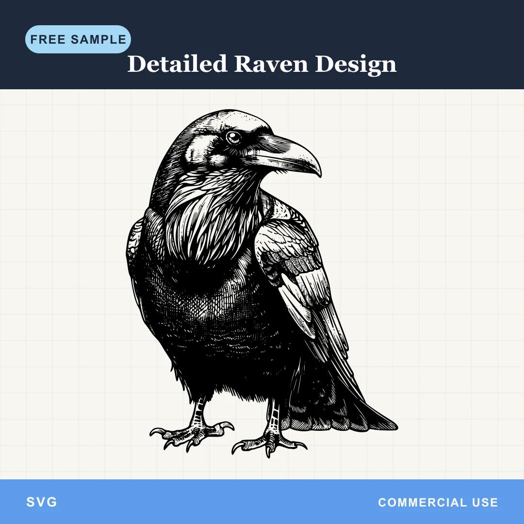 Free Detailed Raven Design SVG