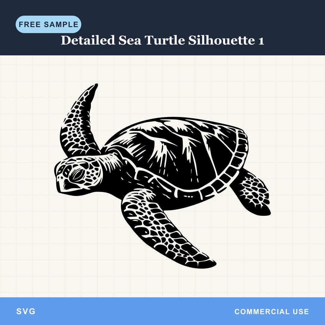 Free Detailed Sea Turtle Silhouette 1 SVG