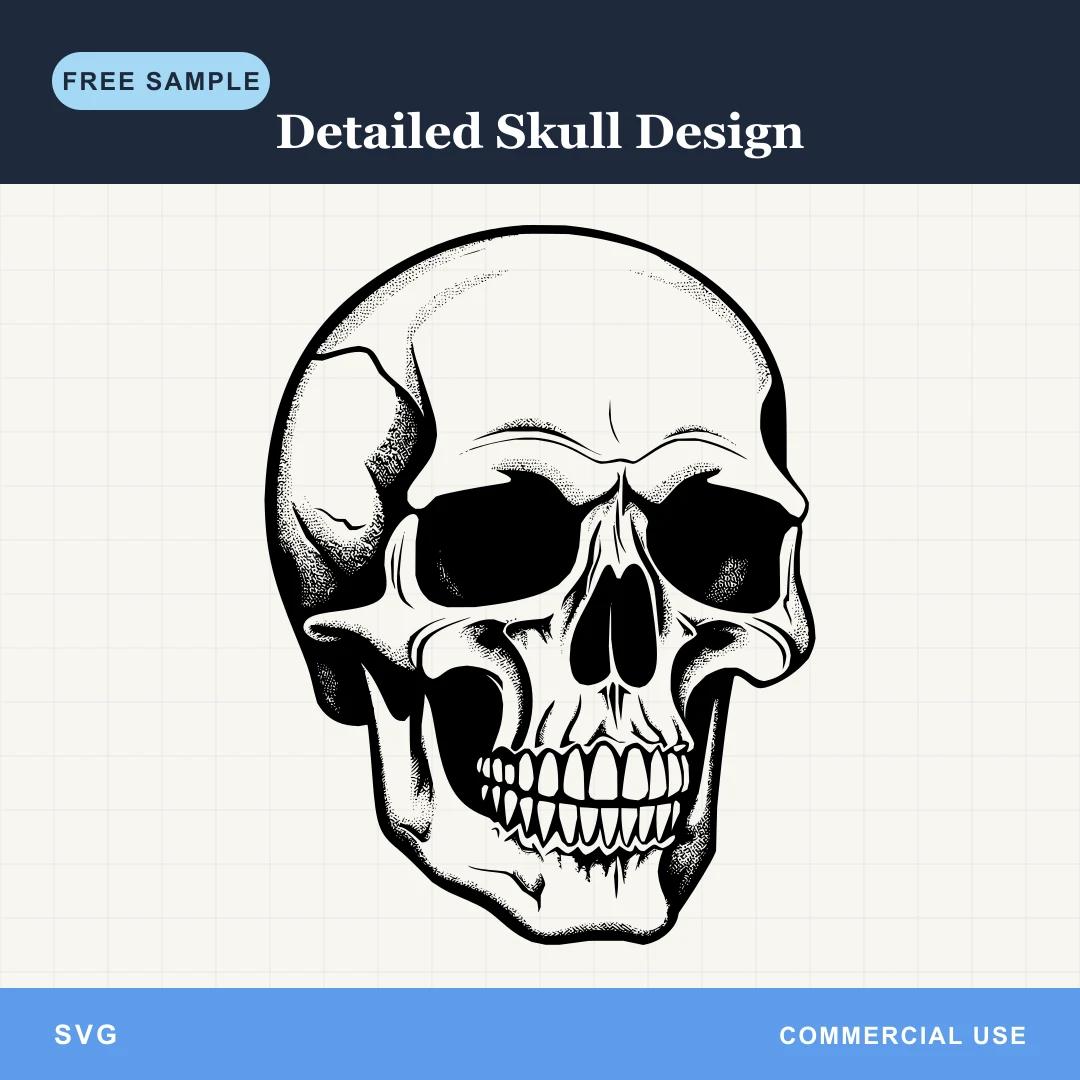 Free Detailed Skull Design SVG