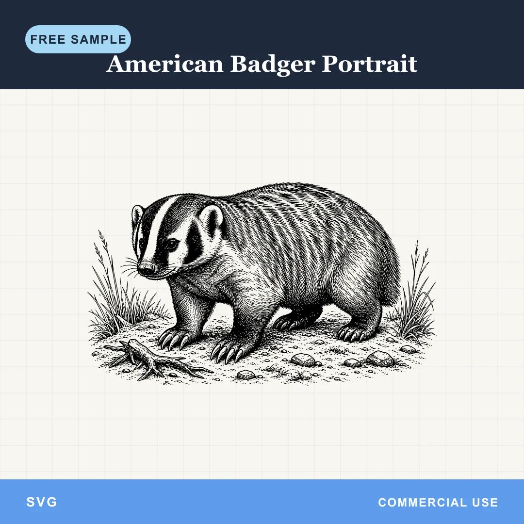 Free American Badger Portrait SVG
