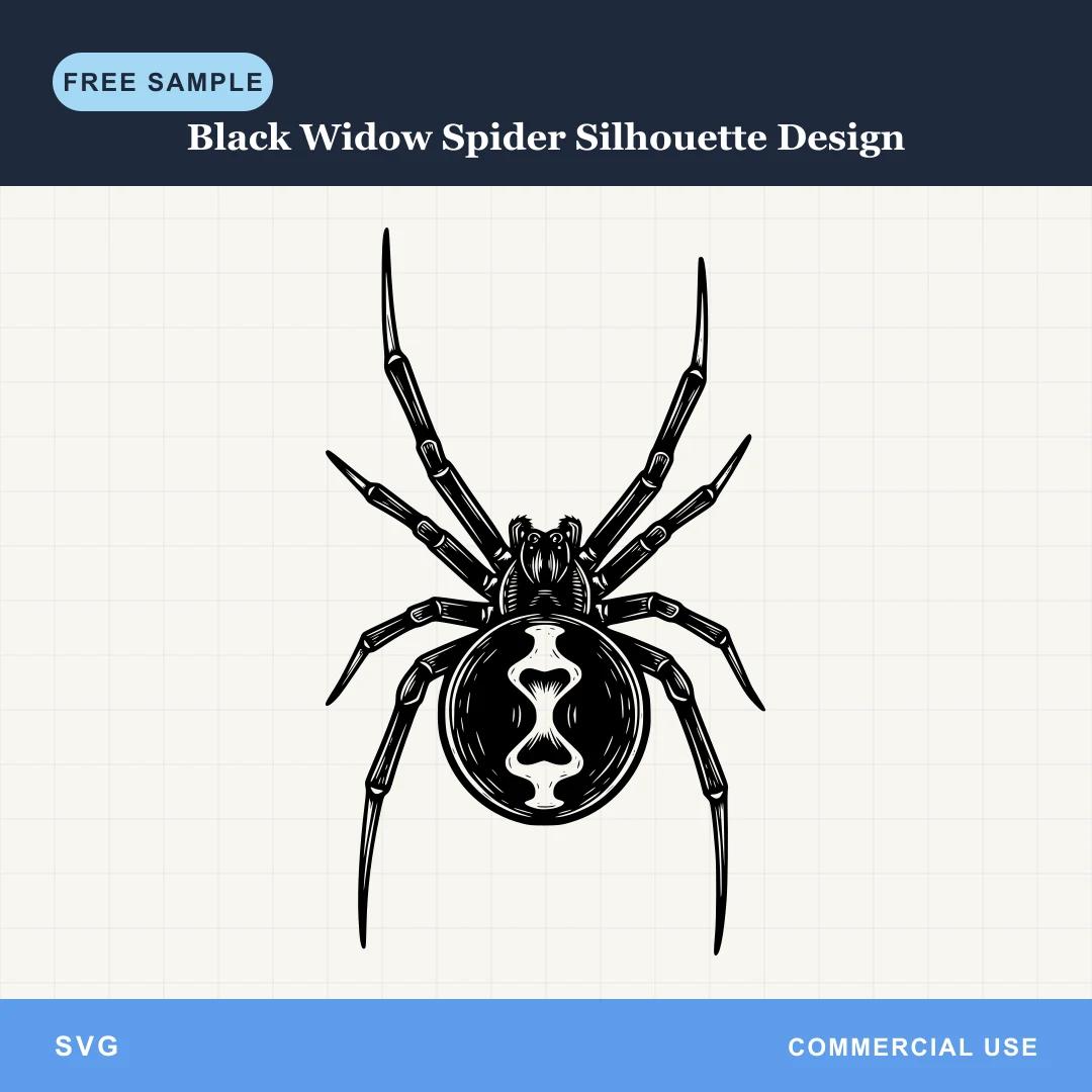 Free Black Widow Spider Silhouette Design SVG
