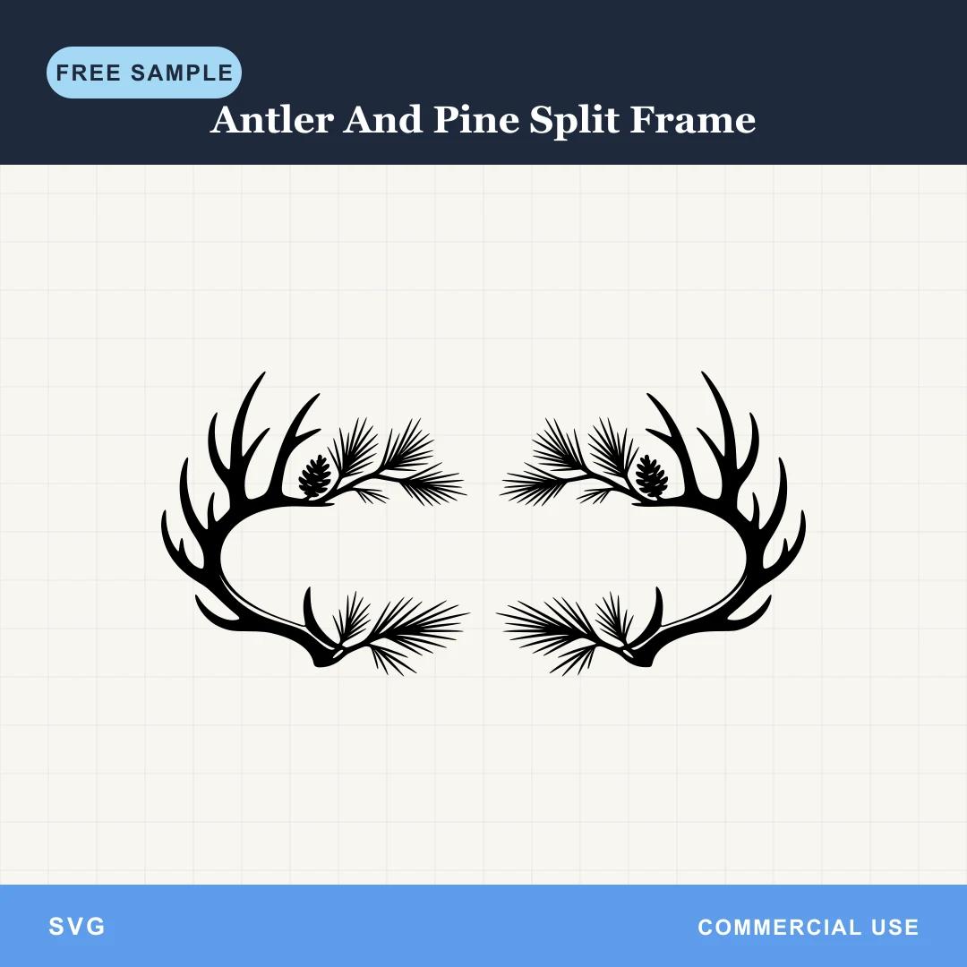 Free Antler And Pine Split Frame SVG