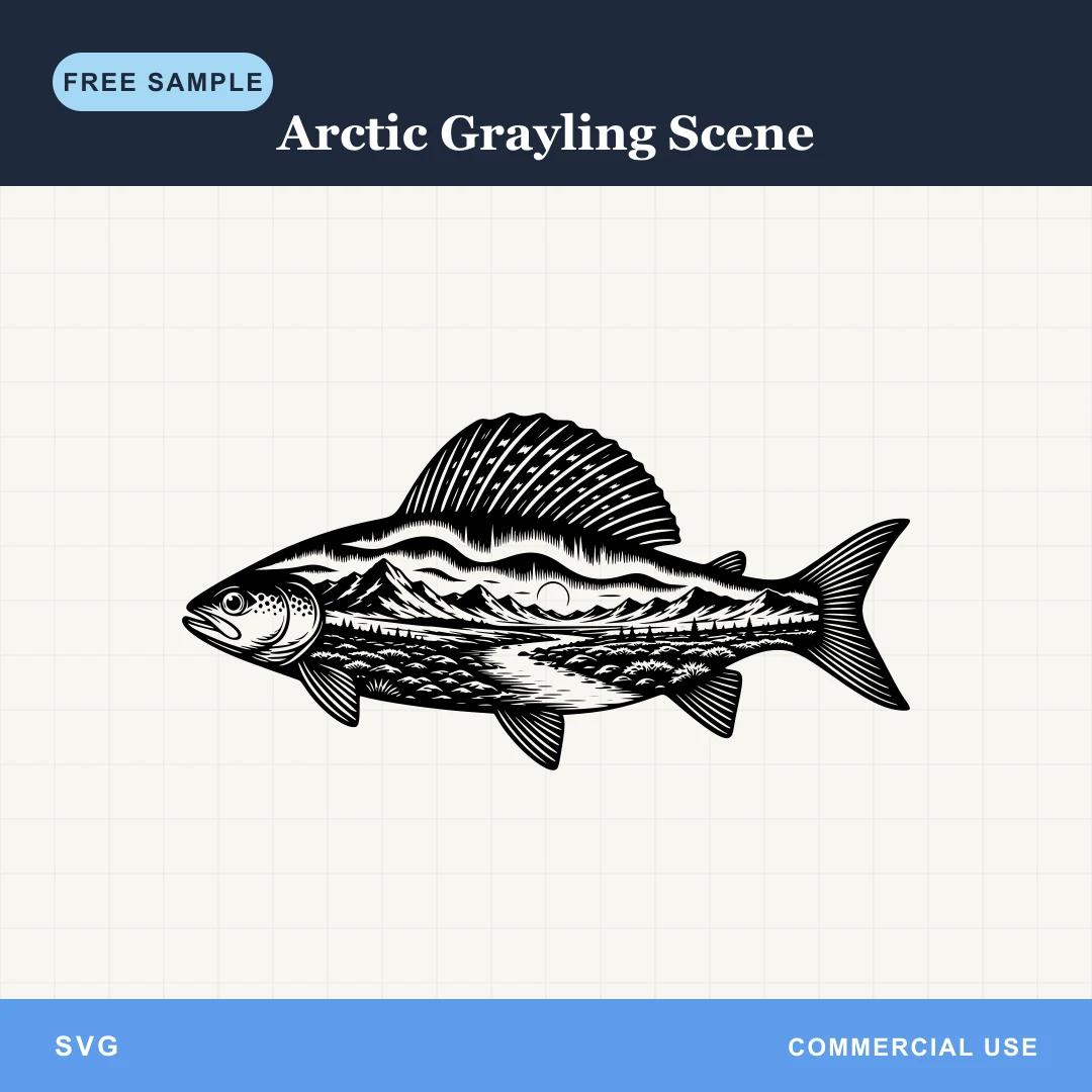 Free Arctic Grayling Scene SVG