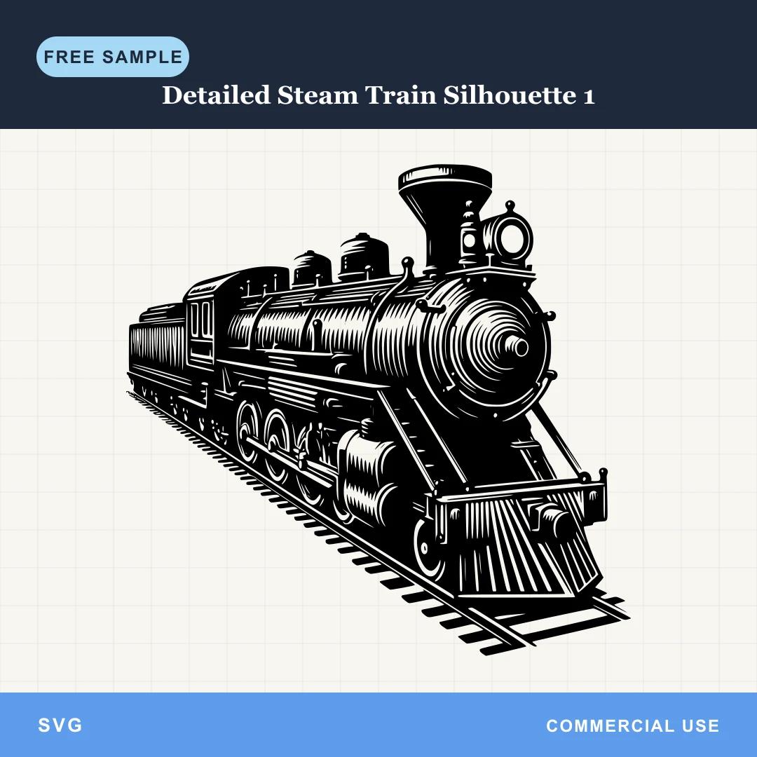 Free Detailed Steam Train Silhouette 1 SVG