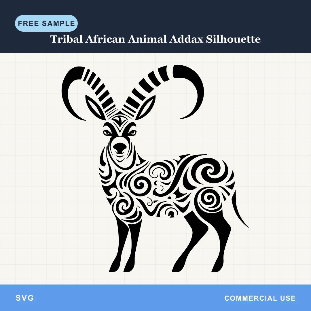 Free Tribal African Animal Addax Silhouette SVG