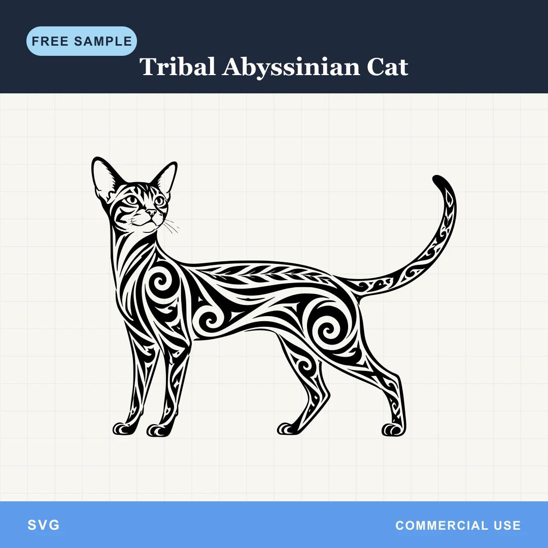 Free Tribal Abyssinian Cat SVG