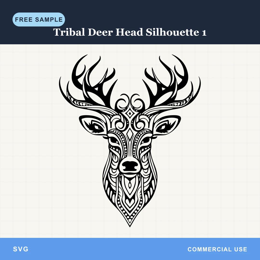 Free Tribal Deer Head Silhouette 1 SVG