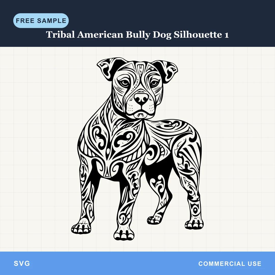 Free Tribal American Bully Dog Silhouette 1 SVG