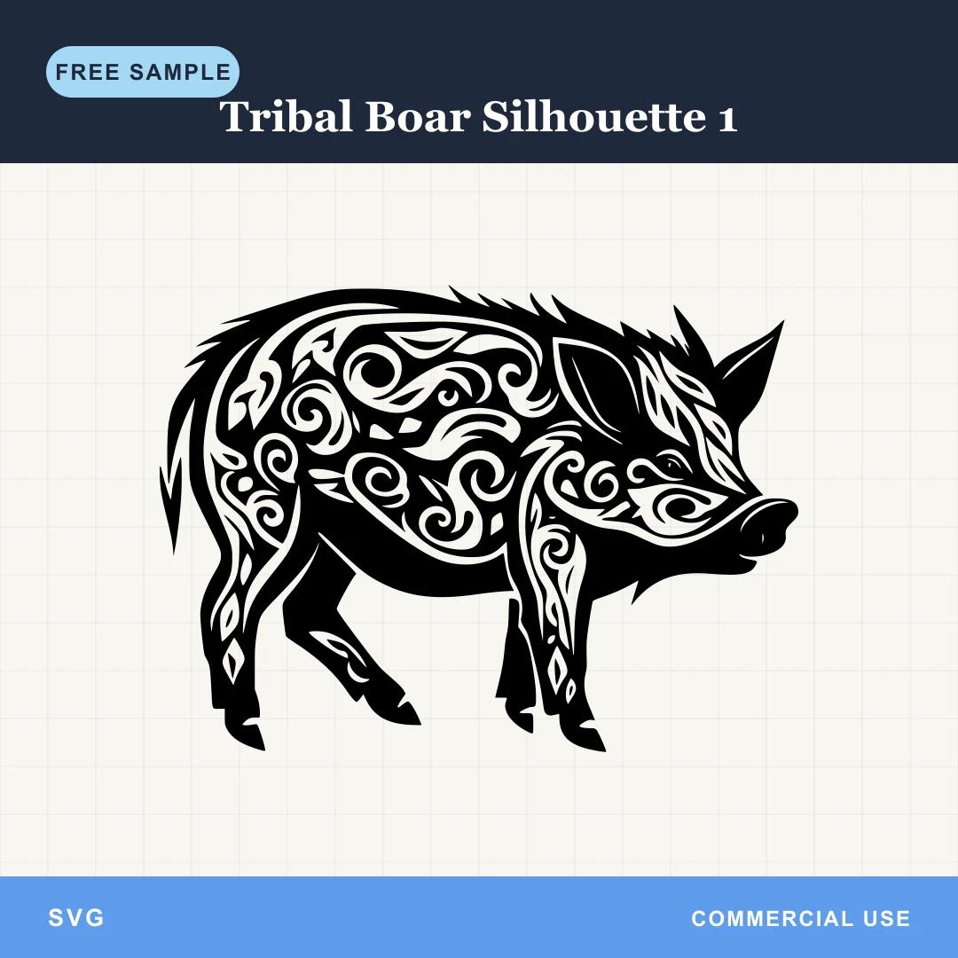 Free Tribal Boar Silhouette 1 SVG