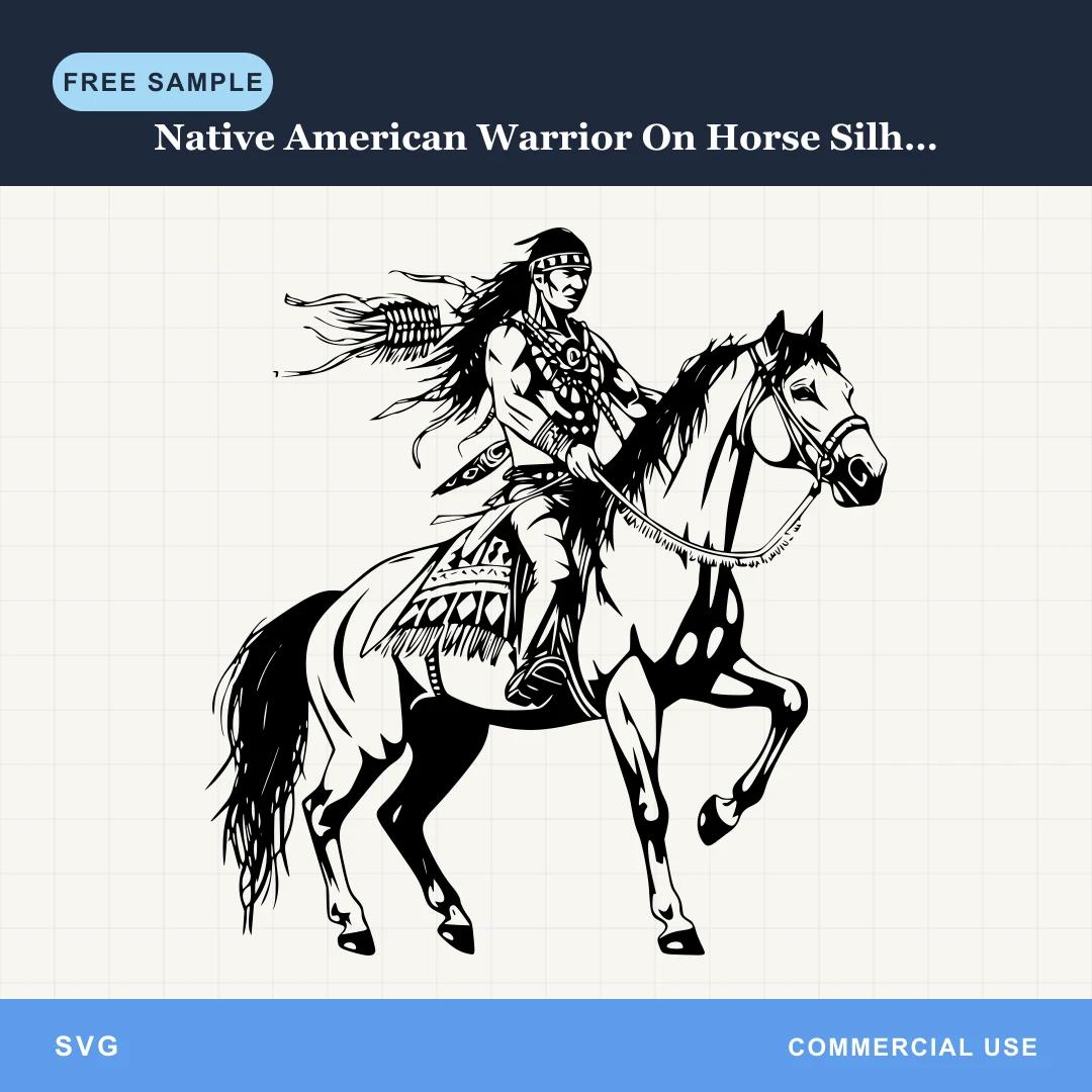 Free Native American Warrior On Horse Silhouette SVG