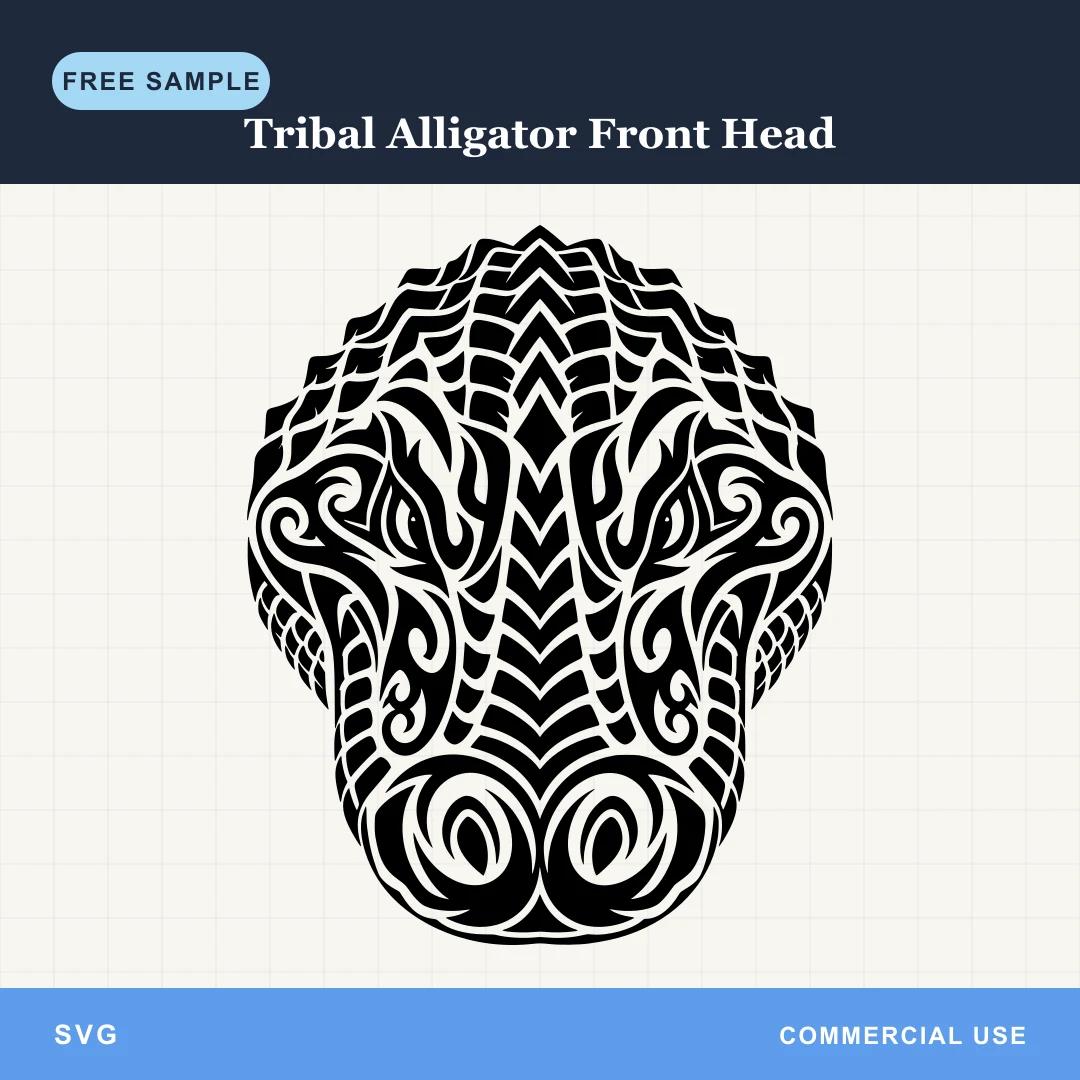 Free Tribal Alligator Front Head SVG