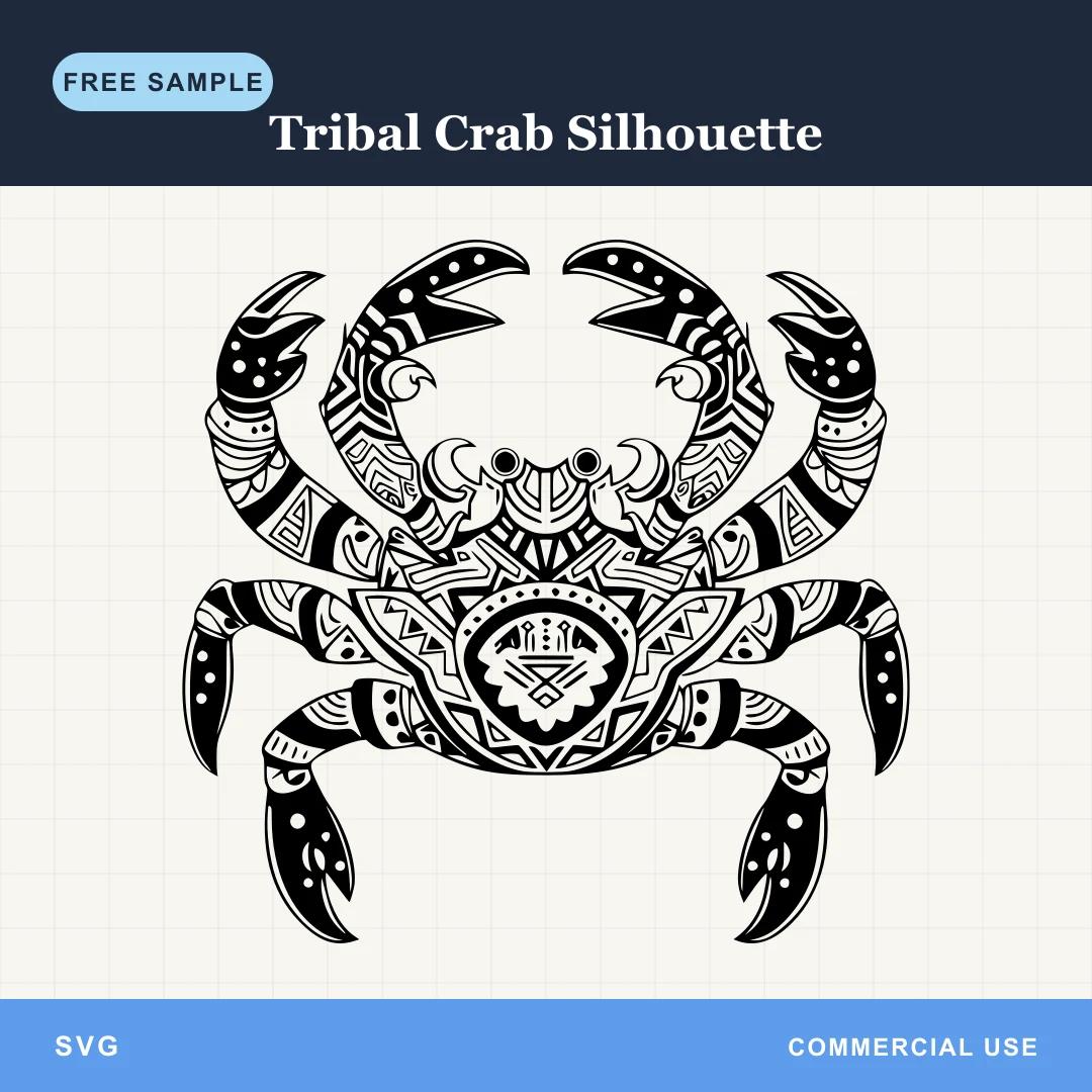 Free Tribal Crab Silhouette SVG