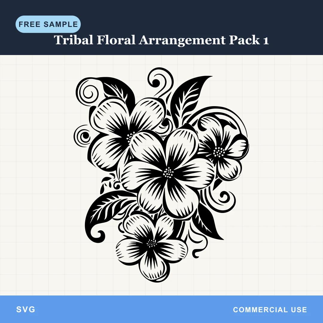 Free Tribal Floral Arrangement Pack 1 SVG