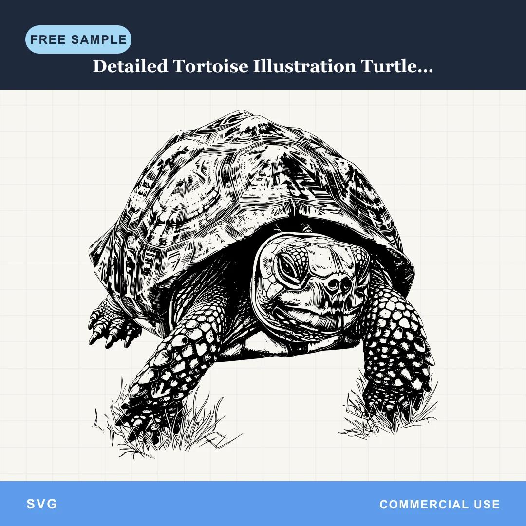 Free Detailed Tortoise Illustration Turtle Design Pack 1 SVG
