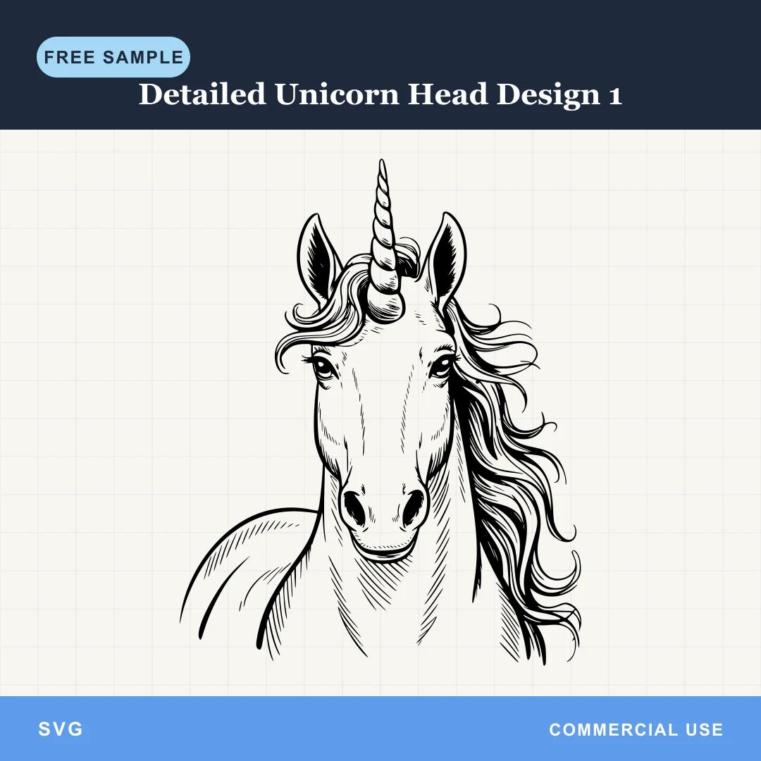 Free Detailed Unicorn Head Design 1 SVG