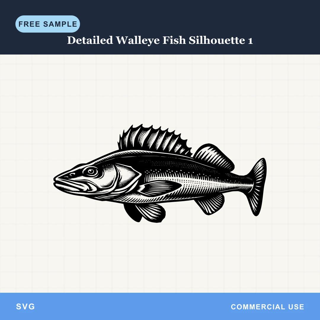 Free Detailed Walleye Fish Silhouette 1 SVG