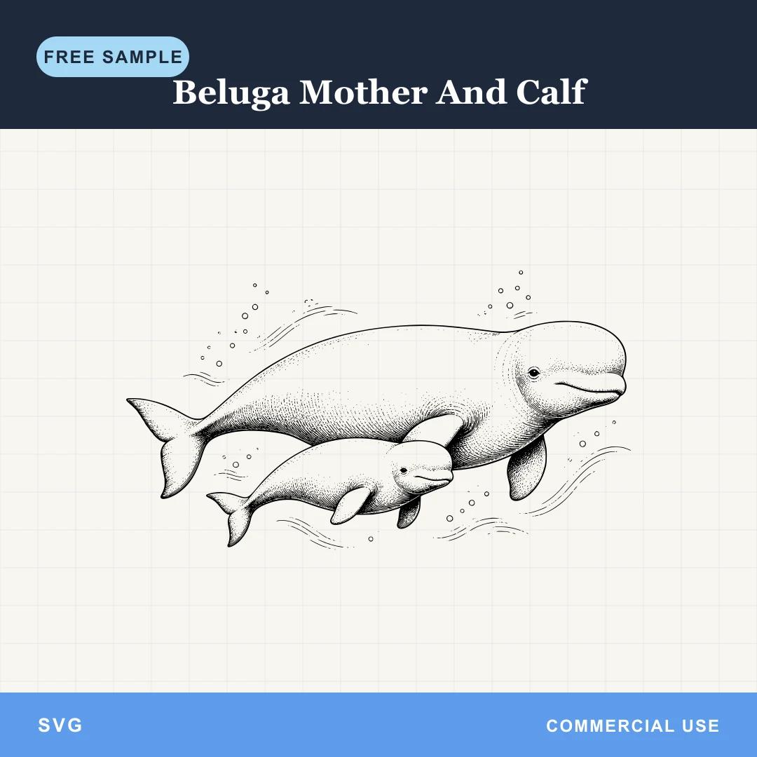 Free Beluga Mother And Calf SVG