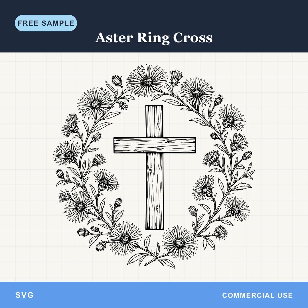 Free Aster Ring Cross SVG