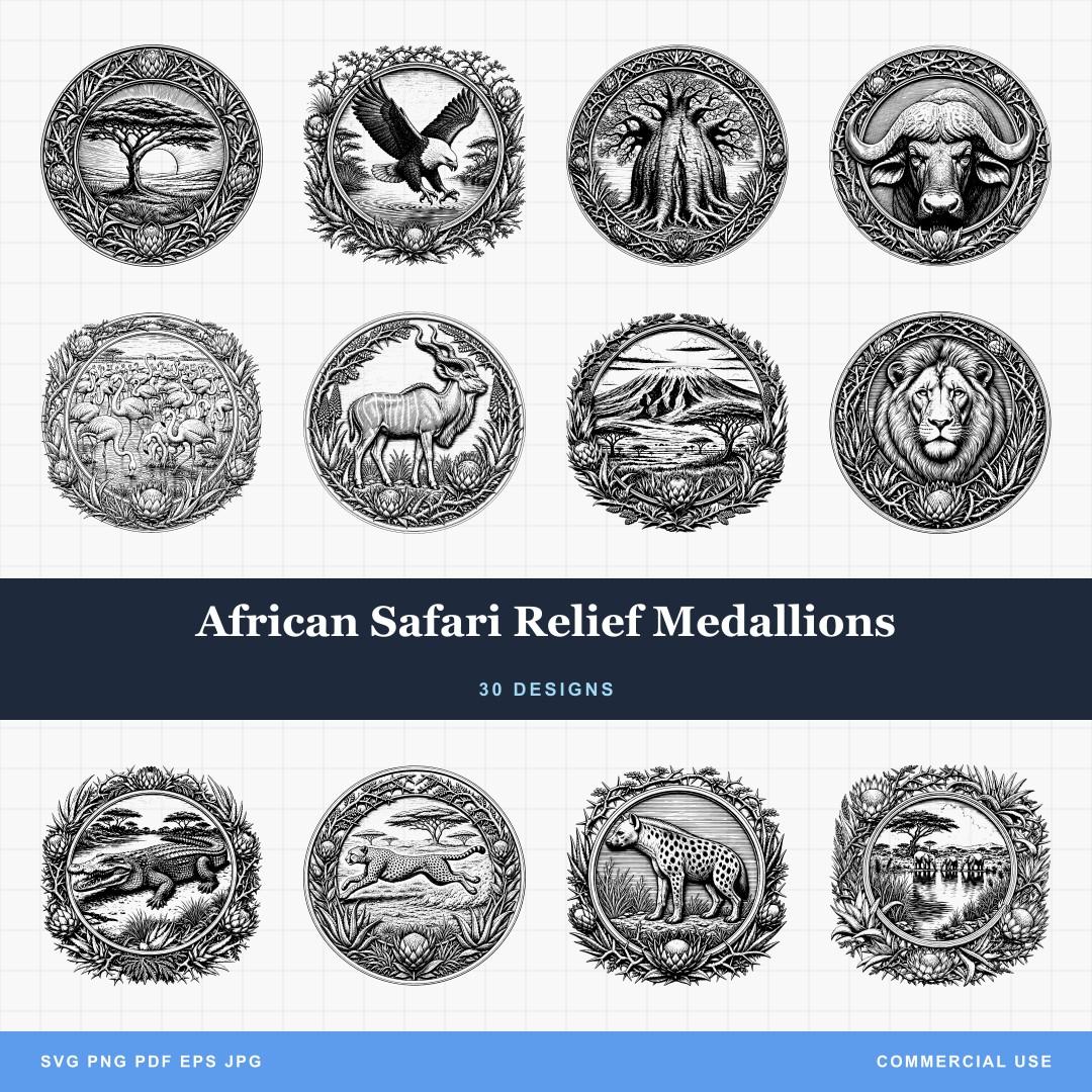 African Safari Relief Medallions