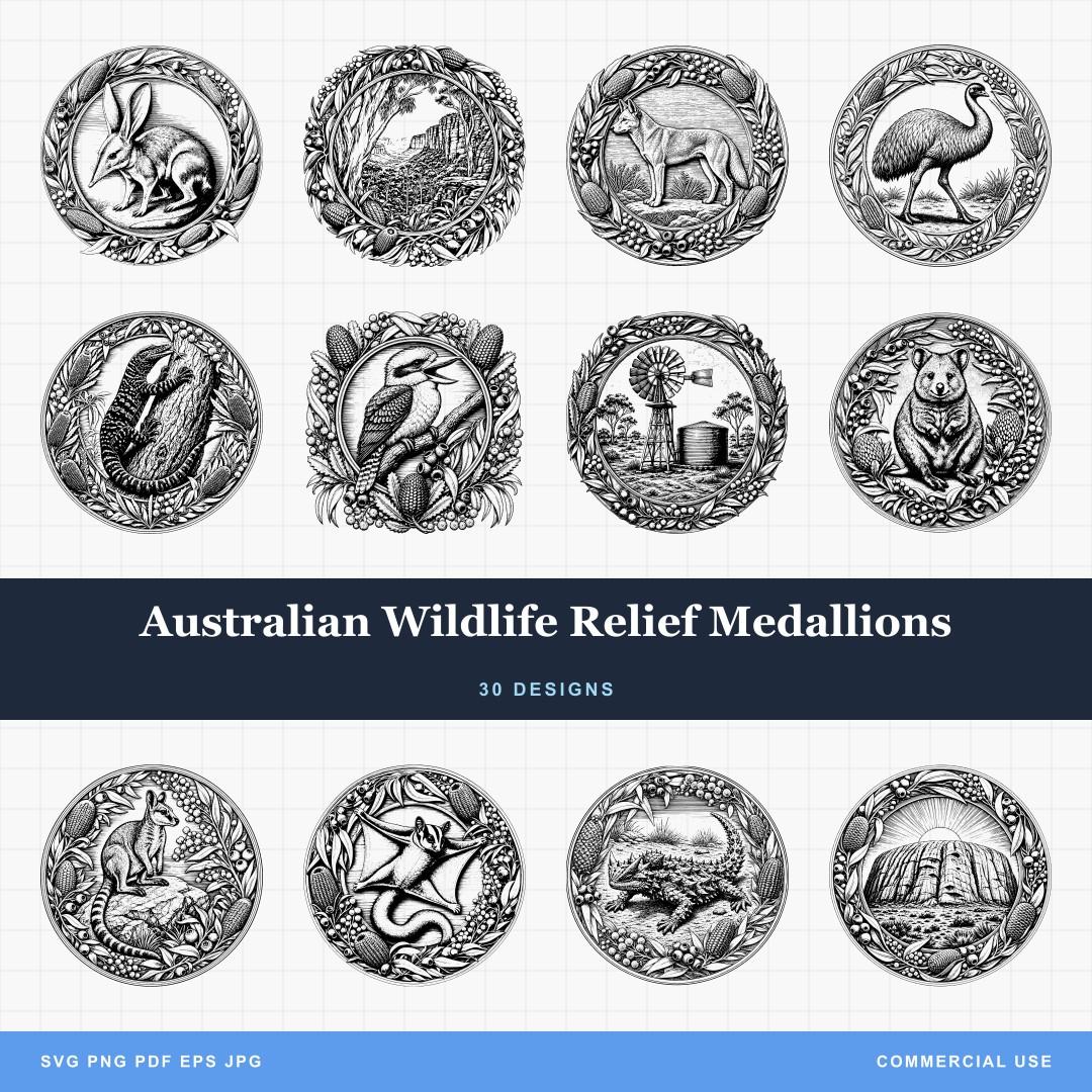 Australian Wildlife Relief Medallions