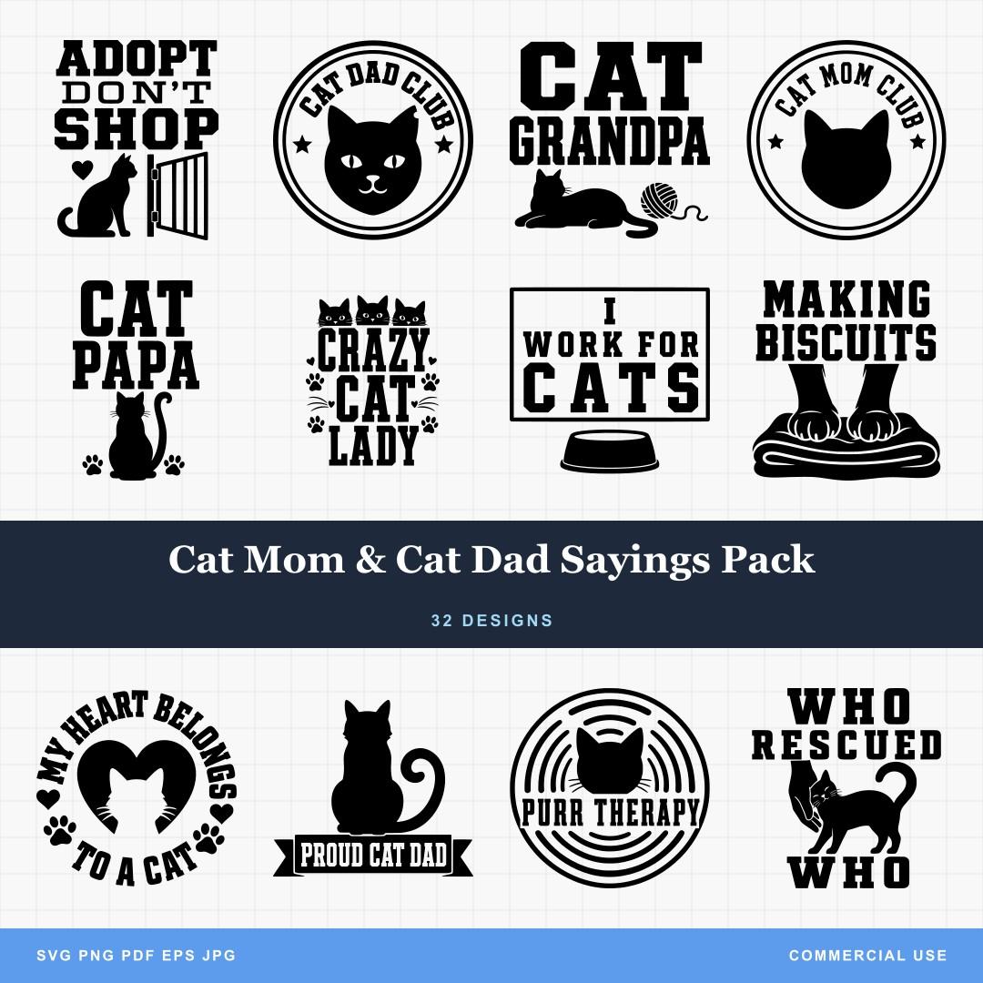 Cat Mom & Cat Dad Sayings Pack