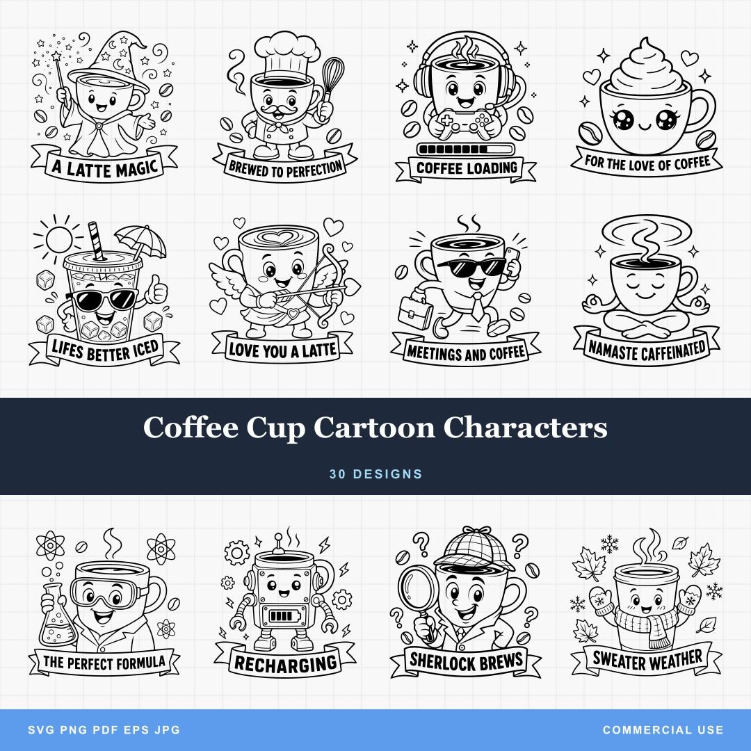 Coffee Cup Cartoon Characters