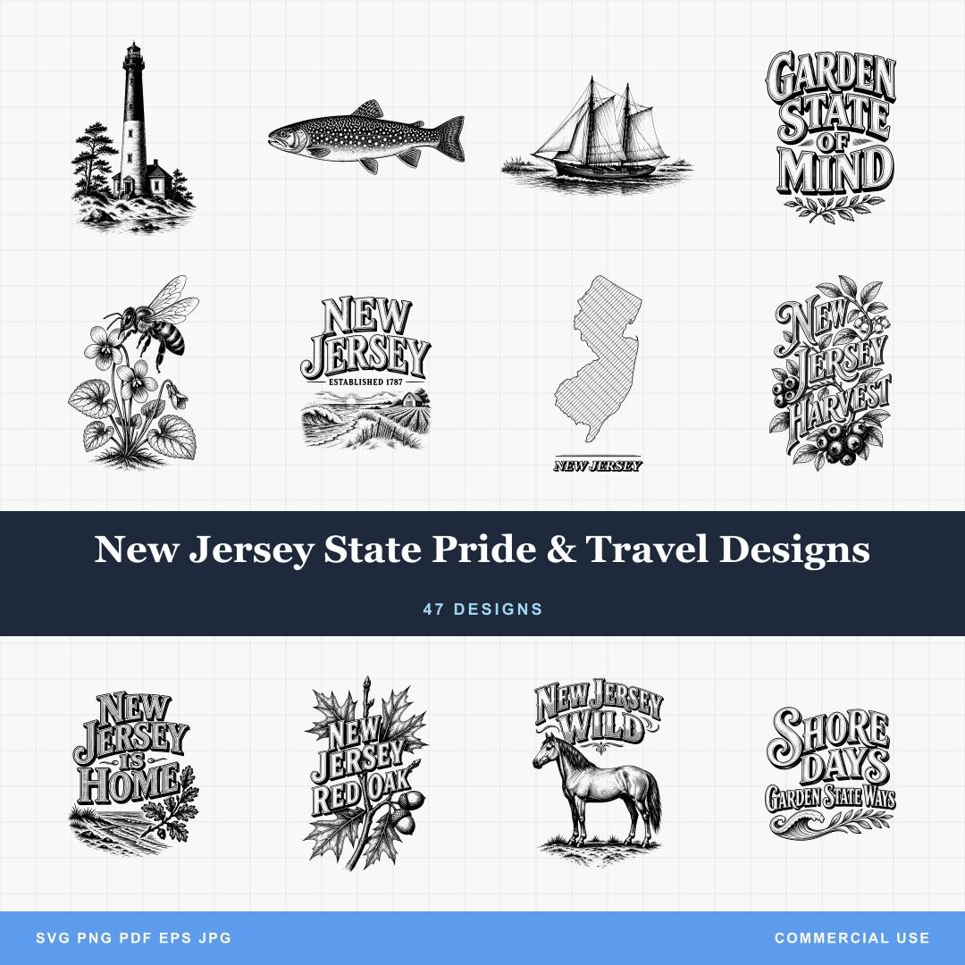 New Jersey State Pride & Travel Designs