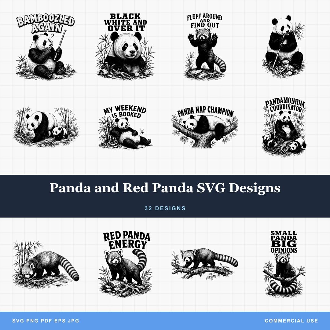 Panda and Red Panda SVG Designs
