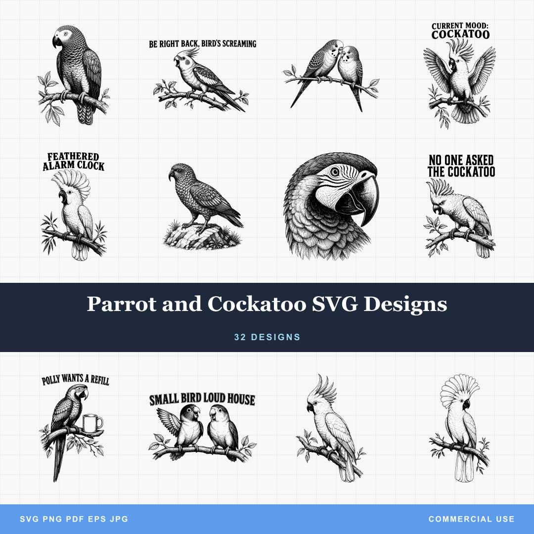 Parrot and Cockatoo SVG Designs
