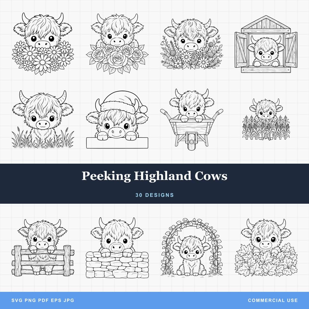 Peeking Highland Cows